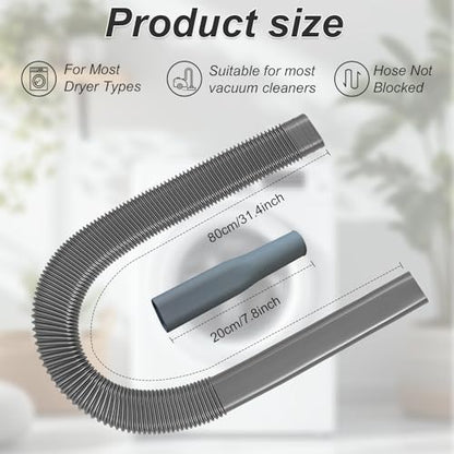 Upgraded Dryer Vent Cleaner Kit: Universal Vacuum Hose Attachment for Lint Removal Fits All Vacuums Cleaner Dryer Cleaning Tools for Clogged Ducts (Grey) - color: Gray