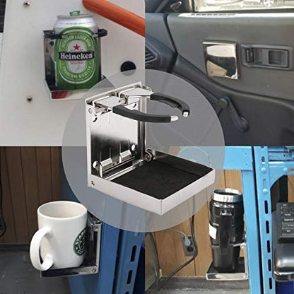 DasMarine 1 PC Stainless Steel Adjustable Folding Down Drink Holder Cup Holder for Marine/Boat/Caravan/Car (1 PC)