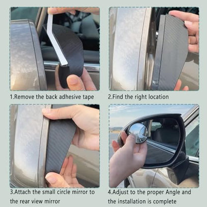 2PCS Blind Spot Mirrors, 2-in-1 Carbon Fiber Rain Eyebrow Reflective Protection Shield, Car Exterior Accessories Side Rain Guards with Convex Rear View Mirror Universal for Most Cars