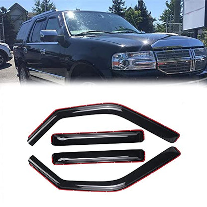 Side Window Visor Wind Vent Deflector fit for 1997-2017 Ford Expedition & 1998-2017 Lincoln Navigator,4pcs in-Channel Style Shatterproof Dark Smoke Shades Sun Rain Guard 194233 - size: 4pcs 1997-2017 Expedition (In-channel)