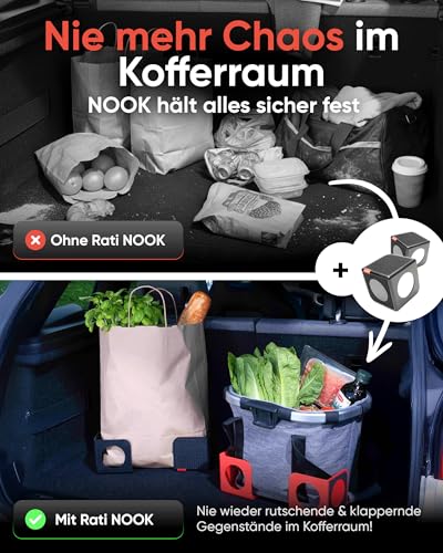 rati Nook Trunk Organizer Blocks for Cars and SUVs, Adjustable Cargo Dividers with Dual Grip Pads, Works on Carpeted and Plastic Trunks, Set of 2 Modular Stabilizers - color: Black