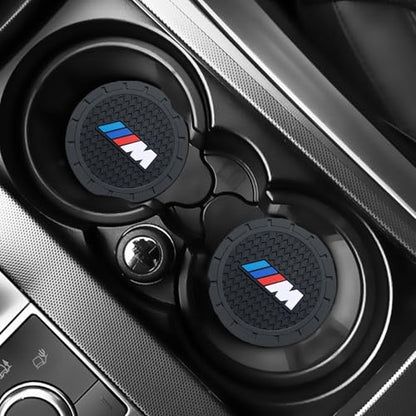 Car Cup Holder Coaster Fit for BMW M M2 M3 M4 Recessed Silicone Cupholder Coaster Interior Accessories 2.75in 2Pack - color: Black-05