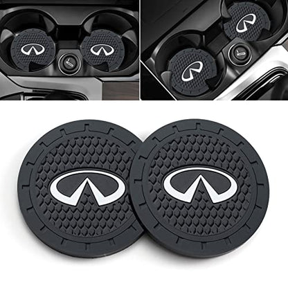 Car Cup Holder Coaster for Infiniti Q50 FX35 FX37 F50 QX70 QX60 EX35 Logo Recessed Silicone Cupholder Coaster Interior Accessories 2.75in 3Pieces - color: Black-02
