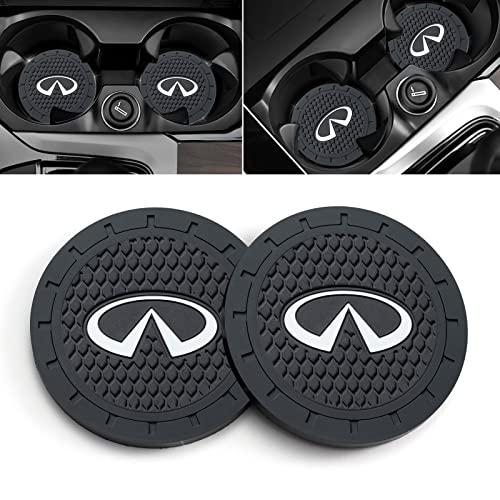 Car Cup Holder Coaster for Infiniti Q50 FX35 FX37 F50 QX70 QX60 EX35 Logo Recessed Silicone Cupholder Coaster Interior Accessories 2.75in 3Pieces - color: Black-02