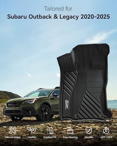 3W Floor Mats Fit for Subaru Outback & Legacy 2020-2025 TPE All Weather Custom Fit Floor Liner for Subaru Outback & Legacy 2025 2024 2023 2022 2021 2020 1st & 2nd Row Car Mats, Black - size: 2.For Subaru Outback | 20-25 | 1st & 2nd Row