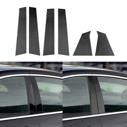 Black Carbon Flakes Compatible with Chevy/Chevrolet Malibu 2016-2025 2017 2018 2019 2020 2021 2022 2023 2024 Accessories Car B Pillar Side Windshield Outer Cover Exterior Trim Decal 6pcs - color: B-pillars