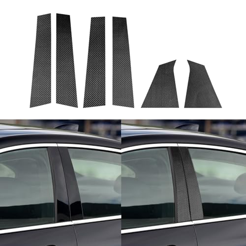 Black Carbon Flakes Compatible with Chevy/Chevrolet Malibu 2016-2025 2017 2018 2019 2020 2021 2022 2023 2024 Accessories Car B Pillar Side Windshield Outer Cover Exterior Trim Decal 6pcs - color: B-pillars