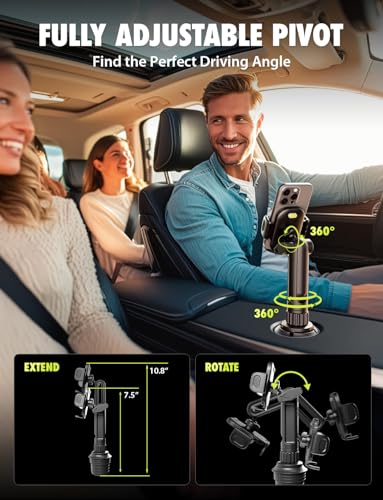 Bracketron TripGrip Extend Cup Holder Phone Holder - Universal Car Phone Holder Cup Holder Mount, 360° Rotation, Fits Devices Up to 4.2", GPS & Smartphone