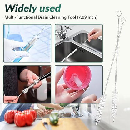 Auto Sunroof Cleaning Tool, 3Pcs 120 Inch Long Flexible Pipe Brush,3 Pcs 7.9 Inch Tube Cleaner Brush Perfect for Car Sunroof, Windshield Wiper Drain Hole