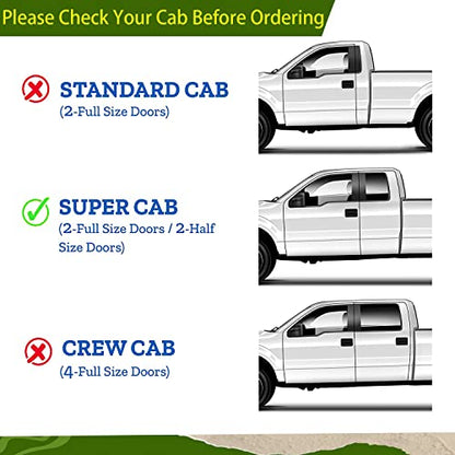Tape-on Side Car Window Rain Guards Vent Sun Visors Window Deflectors for 2015-2023 F-150 SuperCab/Extended Cab Sun Shade Dark Smoke 4PCS - size: For 2015+ F150 Extended Cab