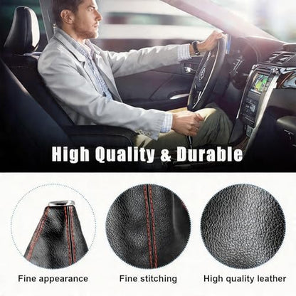 Automotive Shift Knob Dust Cover, Leather Construction, Shifter Boot Cover Replacement Part, Universal Fit for Manual/Automatic Transmissions Automotive Interior Accessories (Black and Red) - color: Black and Red