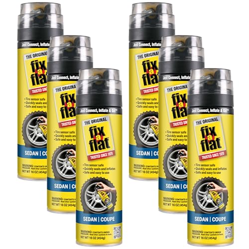Fix-A-Flat S60420-6PK Aerosol Emergency Flat Tire Repair and Inflator, for Standard Tires, Eco-Friendly Formula, Universal Fit for All Cars, 16 oz. (Pack of 6) - size: 16oz 6pk
