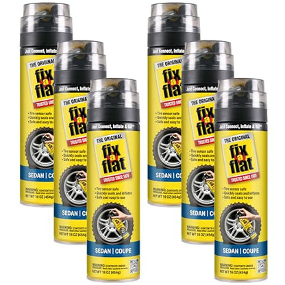 Fix-A-Flat S60420-6PK Aerosol Emergency Flat Tire Repair and Inflator, for Standard Tires, Eco-Friendly Formula, Universal Fit for All Cars, 16 oz. (Pack of 6) - size: 16oz 6pk