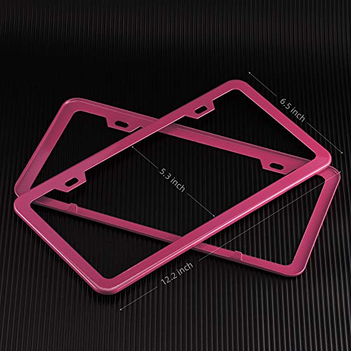 Pink License Plate Frame, Metal Thin Stainless Steel with 2 Holes Screw Cap, 2 Pack (Pink (Women's Favorite)) - color: Pink (Women's Favorite)