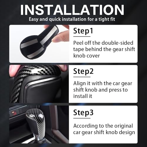 Car Interior Gear Shift Knob Cover Accessories for Mazda CX-5 3 6 CX-3 CX-9 2014-2023 Auto Trim Protector Cap-Carbon Fiber Grain - size: Mazda