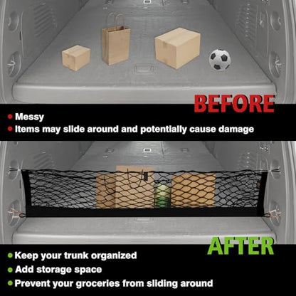 Muslogy Truck Bed Cargo Net Trunk Netting Compatible with 2015-2020 Chevy Tahoe | GMC Yukon | Cadillac Escalade Accessories, Pickup Cargo Organizer SUV Sedan Storage Net w/Heavy Duty Carabiners - style: 2015-2020 Yukon & Tahoe & Escalade
