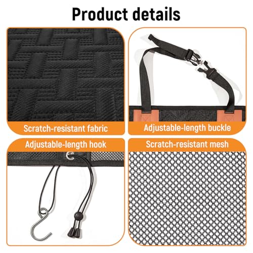 Dog Car Barrier,Dog Net for Car Divider,Pet Barrier with Mesh Organizer,Universal for Car,SUV,Truck - size: Large