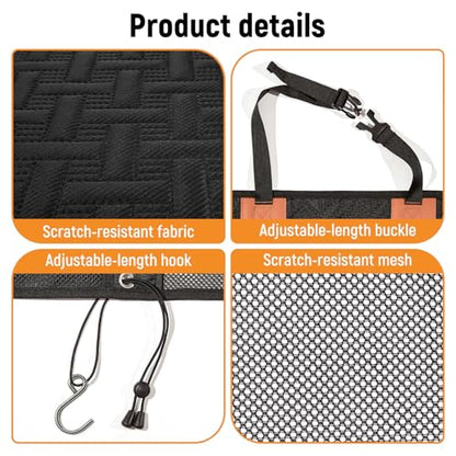Dog Car Barrier,Dog Net for Car Divider,Pet Barrier with Mesh Organizer,Universal for Car,SUV,Truck - size: Large