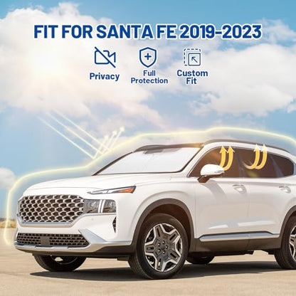 Car Window Shades Intended for Hyundai Santa Fe 2019-2023, Privacy Window Covers 8PCS for Side, Rear & Windshield, Car Shield Sunshade for Privacy Protection, Heat Blocking, Camping and Parking - size: For Hyundai Santa Fe 2019-2023