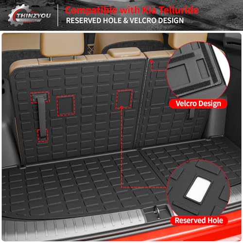 Cargo Mat Compatible with 2020-2025 Kia Telluride (NOT for 2027) Trunk Mat Cargo Liner Trunk Liner All Weather Back Seat Protector 2024 Telluride Accessories (Trunk Mat with Backrest Mat) - style: For Kia Telluride | 2020-2025