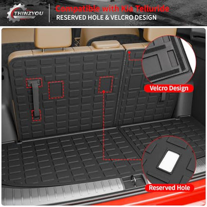 Cargo Mat Compatible with 2020-2025 Kia Telluride (NOT for 2027) Trunk Mat Cargo Liner Trunk Liner All Weather Back Seat Protector 2024 Telluride Accessories (Trunk Mat with Backrest Mat) - style: For Kia Telluride | 2020-2025