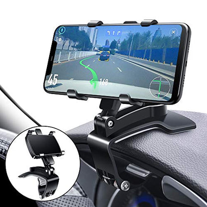FONKEN Car Phone Mount, 360 Degree Rotation Dashboard Clip Mount, Compatible with iPhone 11/12 Pro Max XS Max XR 8 8Plus 7 Samsung Galaxy S10 S9 S8 LG and More - style: 1-Pack