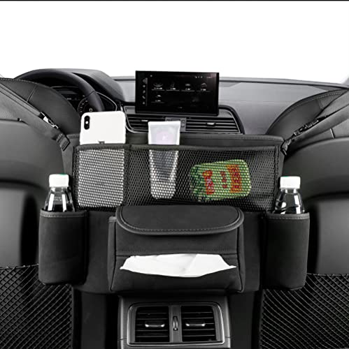 JEYODA Car Handbag Holder Between Seats Suede Large Capacity Car Purse Holder Automotive Consoles & Organizers for Document Phone Storage Car Organizer(1925-style 2 black) - color: Black