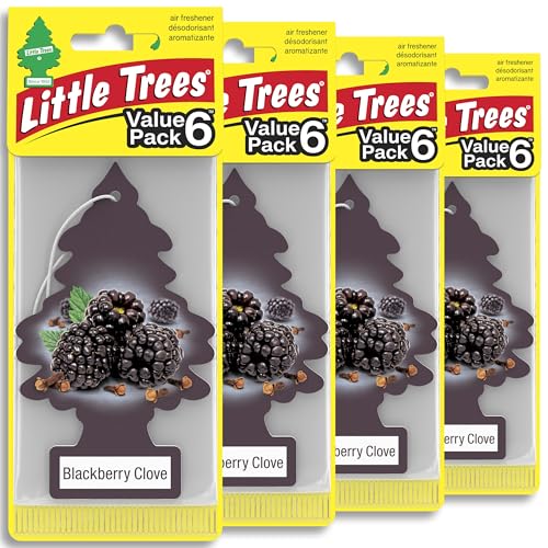 LITTLE TREES Car Air Freshener | Hanging Tree Provides Long Lasting Scent for Auto and Home | 24 Air Fresheners |Blackberry Clove - color: Blackberry Clove