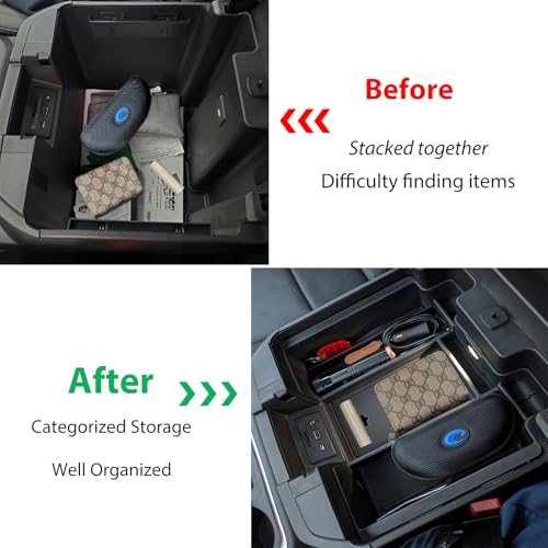 Zxiaochun Center Console Armrest Box Organizer Tray for 2019-2022 Chevy Silverado/GMC Sierra 1500 and 2020-2023 Silverado/Sierra 2500/3500 HD Accessories (Full Console w/Bucket Seats ONLY) Black Trim - color: Black Trim
