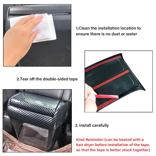 Car Armrest Box Cover Trim Decals Compatible with Honda Civic Accessories 10th Gen 2016 2017 2018 2019 2020 2021 ABS Carbon Fiber Style Interior(2 PCS) - color: Armrest Box Cover Trim