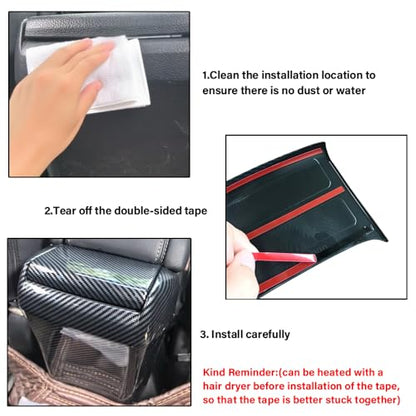 Car Armrest Box Cover Trim Decals Compatible with Honda Civic Accessories 10th Gen 2016 2017 2018 2019 2020 2021 ABS Carbon Fiber Style Interior(2 PCS) - color: Armrest Box Cover Trim