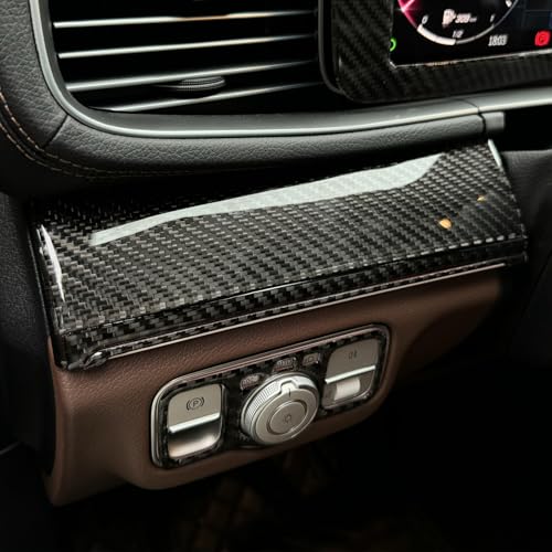 NVCNX Carbon Fiber Accessories for Mercedes Benz GLE 350 450 450e 580 53 63 S AMG/GLS 450 580 63 AMG 2020 2021 2022 2023 2024 2025 2026 Dash Panel Cover Interior Trim Thick Overlay Sticker Decal 9PCs - color: Dash Panel Trim