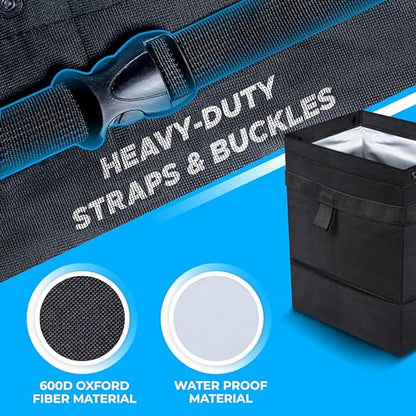 EcoNour Foldable Car Trash Bag Hanging, Garbage Bag and Waterproof Trash Can for Car, Leakproof Trash Can, SUV and Truck Seat Backs, Home, Office - Holds 2.5 Gallons (Black) - size: Trash Bag without Lid