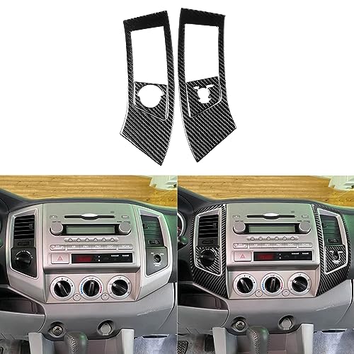 Real Soft Carbon Fiber Car Central A/C Air Conditioner Outlet Vent Panel Frame Trim Sticker Auto Premium Interior Accessories Compatible with Toyota Tacoma 2009 2010 2011 Black(Type C) - color: Central Ac Vent C, size: Black Carbon Fiber