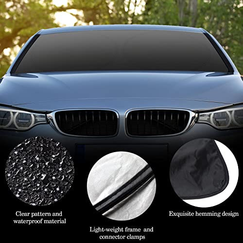 Windshield Sun Shade Foldable Car Front Window Covers for Car Accessories Sun Heat UV Rays Visor Protector Protection for Universal Cars SUV Truck (Solid Black) - style: Solid Black