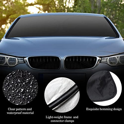Windshield Sun Shade Foldable Car Front Window Covers for Car Accessories Sun Heat UV Rays Visor Protector Protection for Universal Cars SUV Truck (Solid Black) - style: Solid Black