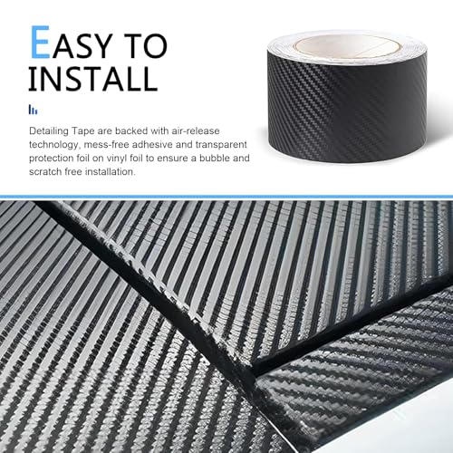 Car Door Edge Guard, 2.7 inch × 23 FT 3D Carbon Fiber Txture Door Sill Protector, Anti-Collision Anti-Scratch Car Wrap Film, Universal Sill Protector for Most Cars (Black)