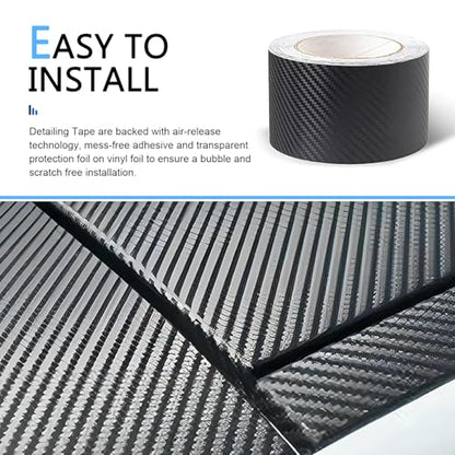 Car Door Edge Guard, 2.7 inch × 23 FT 3D Carbon Fiber Txture Door Sill Protector, Anti-Collision Anti-Scratch Car Wrap Film, Universal Sill Protector for Most Cars (Black)