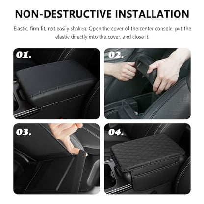 Stacool Upgraded Car Center Console Cover,Microfiber Leather Car Armrest Cover Cushion with 2 Storage Bags,Universal Car Armrest Storage Box (Cream) - color: Cream