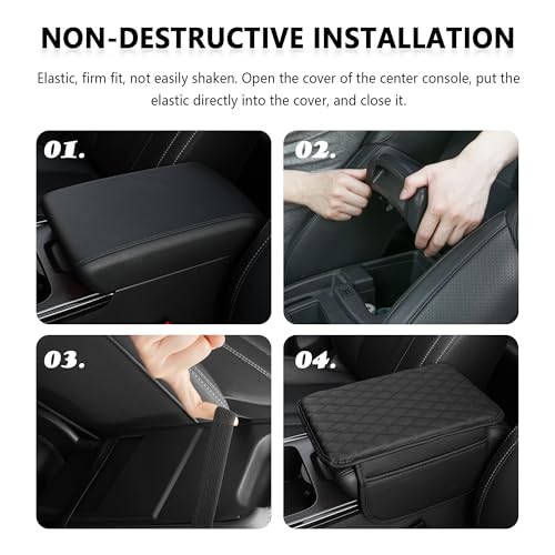 Stacool Upgraded Car Center Console Cover,Microfiber Leather Car Armrest Cover Cushion with 2 Storage Bags,Universal Car Armrest Storage Box (Cream) - color: Cream