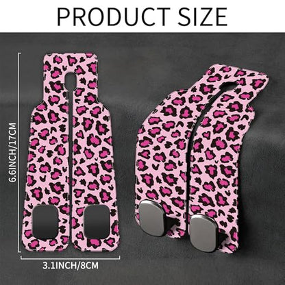 Car Seat Headrest Hooks for Purses and Bags Abstract Pink Leopard 1 Pack Bag Purse Holder for Car with Double Metal Hooks Car Purse Hanger Hanging Accessories - color: Abstract Pink Leopard