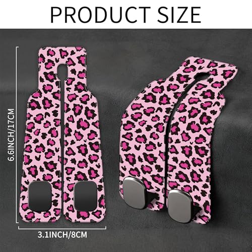 Car Seat Headrest Hooks for Purses and Bags Abstract Pink Leopard 1 Pack Bag Purse Holder for Car with Double Metal Hooks Car Purse Hanger Hanging Accessories - color: Abstract Pink Leopard