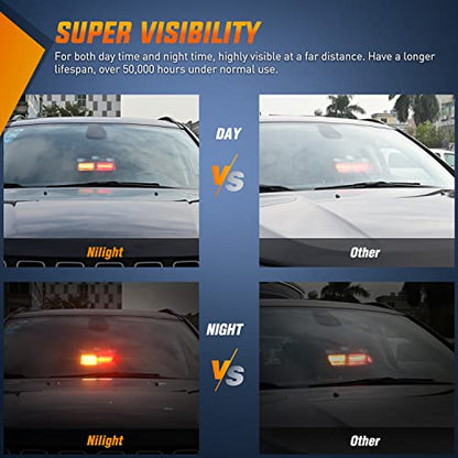 Nilight Emergency Strobe Lights, Windshield Hazard Warning Safety Flash Lights with Suction Cups, 16 LEDs, Amber and Red, ABS Housing, 2 Year Warranty - color: Amber and Red