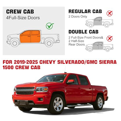 in-Channel Window Visors Rain Guards for Chevy Silverado/GMC Sierra 1500 2019-2025 Crew Cab, Window Deflectors Vent Visors for 2019-2025 Silverado 1500 Crew Cab, 4 Full-Size Doors - size: 2019-2026 Silverado/ Sierra 1500 Crew Cab