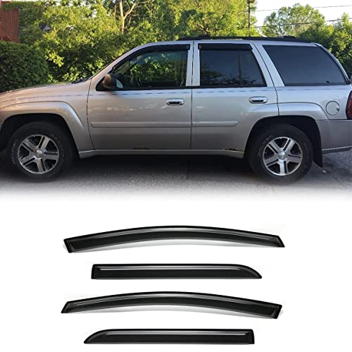 Original Side Window Visors Wind Deflector fit for 2002-2009 Chevrolet Trailblazer (Not Ext Models)&GMC Envoy (Not XL/XUV Models),4pcs Out-Channel Dark Smoke Rain Guards Shades Set 94733 - size: 02-09 Chevy Trailblazer