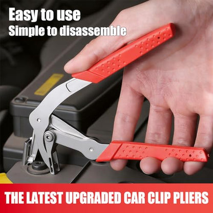 Car Clip Pliers & Trim Removal Tool,Spring-Loaded Fastener Remover Tool with Non-Slip Grip,Professional Multi-Functional Panel Removal Pliers for Car Interior, Door Panel Disassembly Without Damage