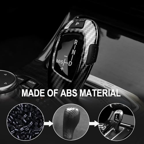 Car Gear Shift Knob Cover Carbon Fiber Grain Interior Trim Protector Accessories for BMW F06 F07 F10 F18 F20 F21 F22 F23 F30 F31 F32 F34 F35 X3 X4 X5 X6 1 2 3 4 5 Series GT(2010-2019) - size: BMW-2PCS