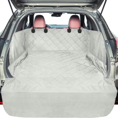 Veckle SUV Cargo Liner for Dogs with Side Flaps, Large (54" x 93") Water Resistant Trunk Cover, Non-Slip Pet Area Protector with Bumper Flap, Universal Fit for SUVs Sedans Vans, Gray - color: Gray, size: Large (With Flaps) 93"