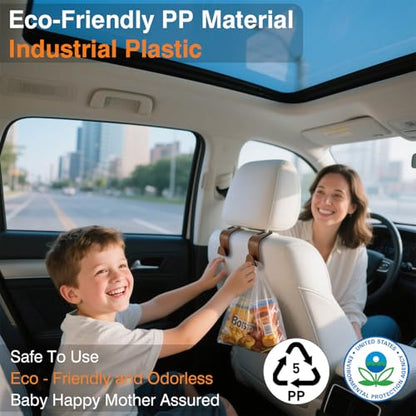 Car Seat Hooks & Purse Holder - 4 Pack Boxed,55 lb Heavy Duty,Eco PP Car Hooks for Purse/Bag/Baby Gear/Gym Bag/Groceries/Cup/,Fits 0.32-0.55”Car Headrest Rods (Brown-2) - color: Brown-2
