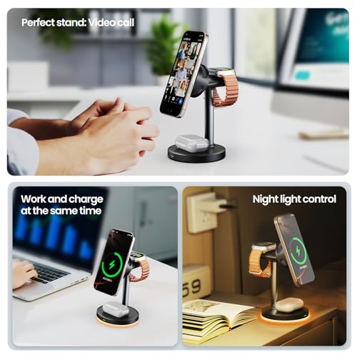 Qi2.2 Certified 25W Semiconductor Cooler Wireless Charger, 3 in 1 Charging Station with ice Block Silent Cooling Fan, Compatible with iPhone 17/16/15/14/13/12, Apple Watch, AirPods (Black) - color: black